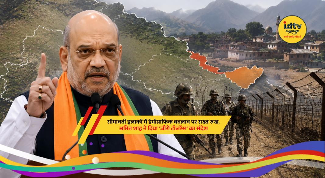 Amit Shah addresses BSF personnel during visit to India-Bangladesh border in Tripura.