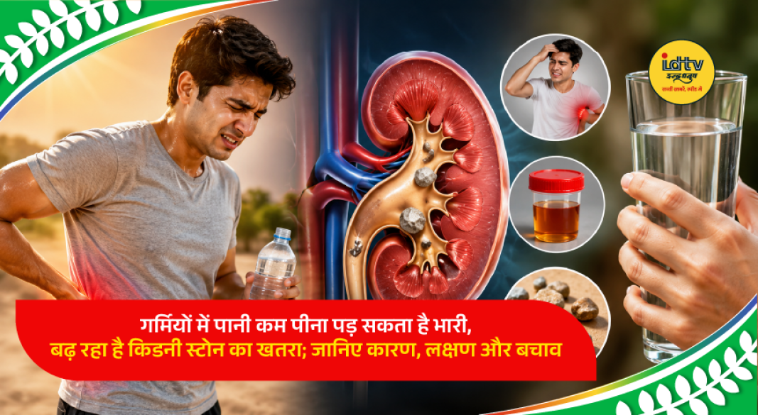 Person drinking water in summer to reduce dehydration and kidney stone risk