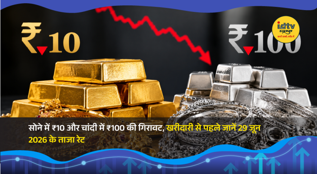 Gold and silver jewellery displayed as bullion prices fall slightly on June 29, 2026.
