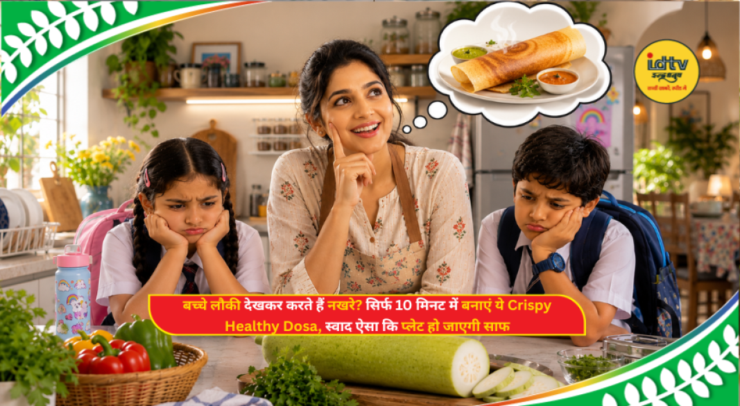 Crispy bottle gourd dosa served with coconut chutney as a healthy homemade breakfast for kids.