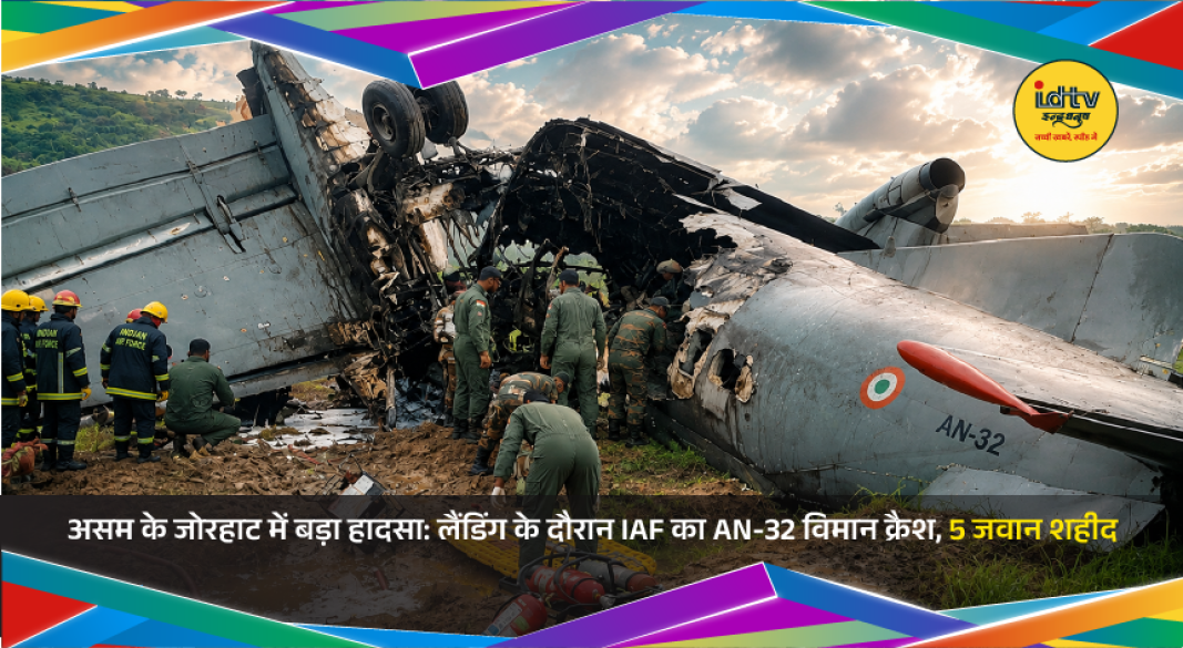 Indian Air Force AN-32 aircraft crash site in Assam Jorhat runway emergency aftermath