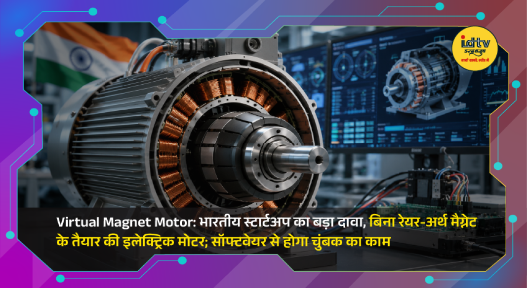 Virtual Magnet Synchronous Motor prototype developed by an Indian startup using software instead of rare-earth magnets for EVs.