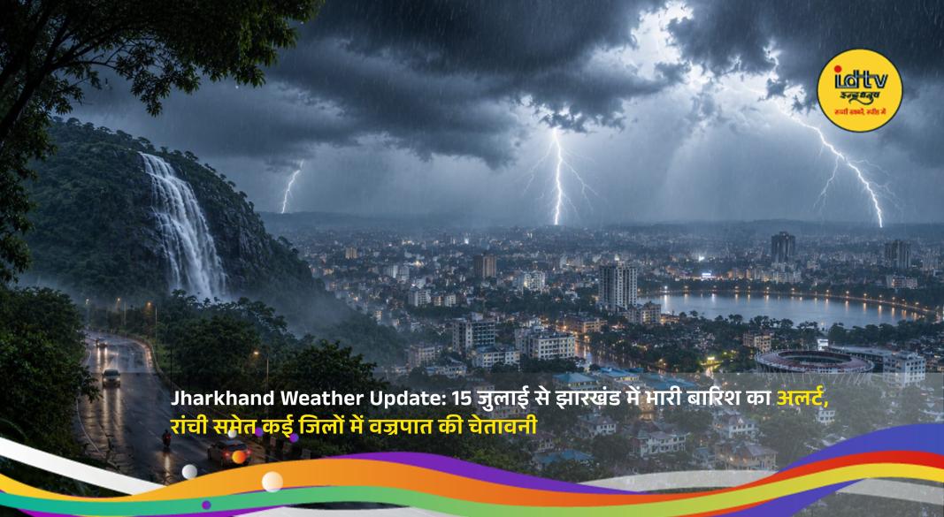 Dark monsoon clouds gather over Ranchi as heavy rain and lightning warnings are issued across Jharkhand.