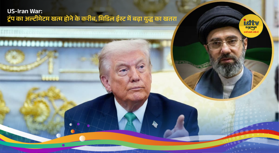 Missile strikes and military tension visuals representing US-Iran conflict escalation in Middle East.