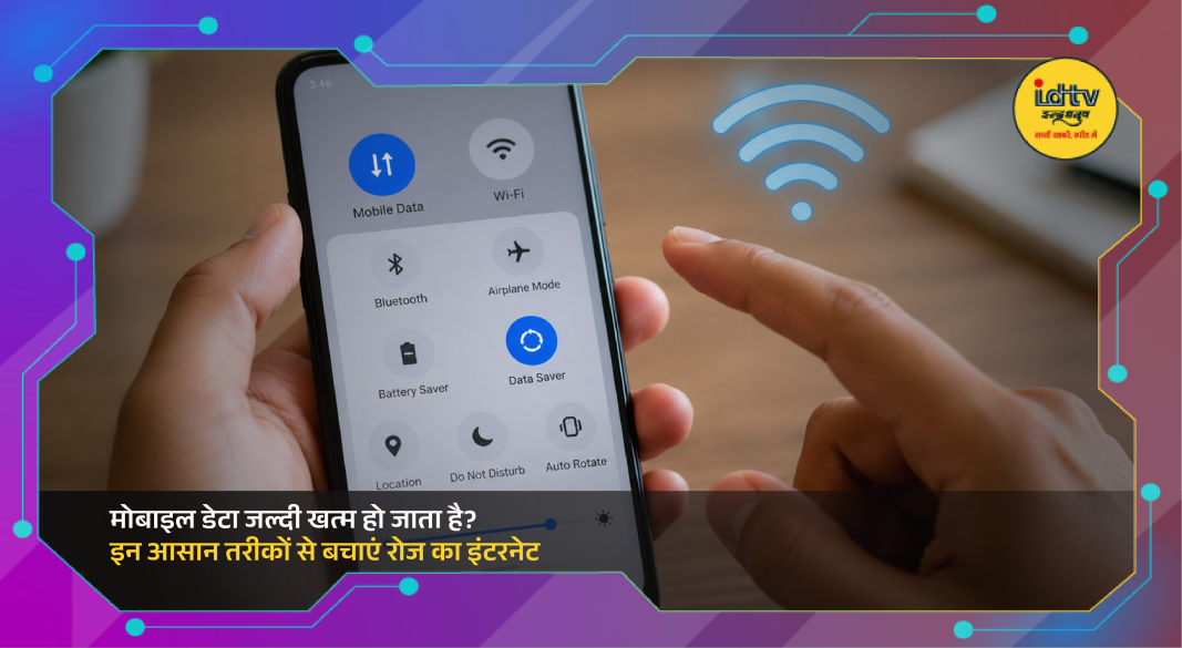 Smartphone user checking mobile data usage settings to save daily internet consumption and battery life.