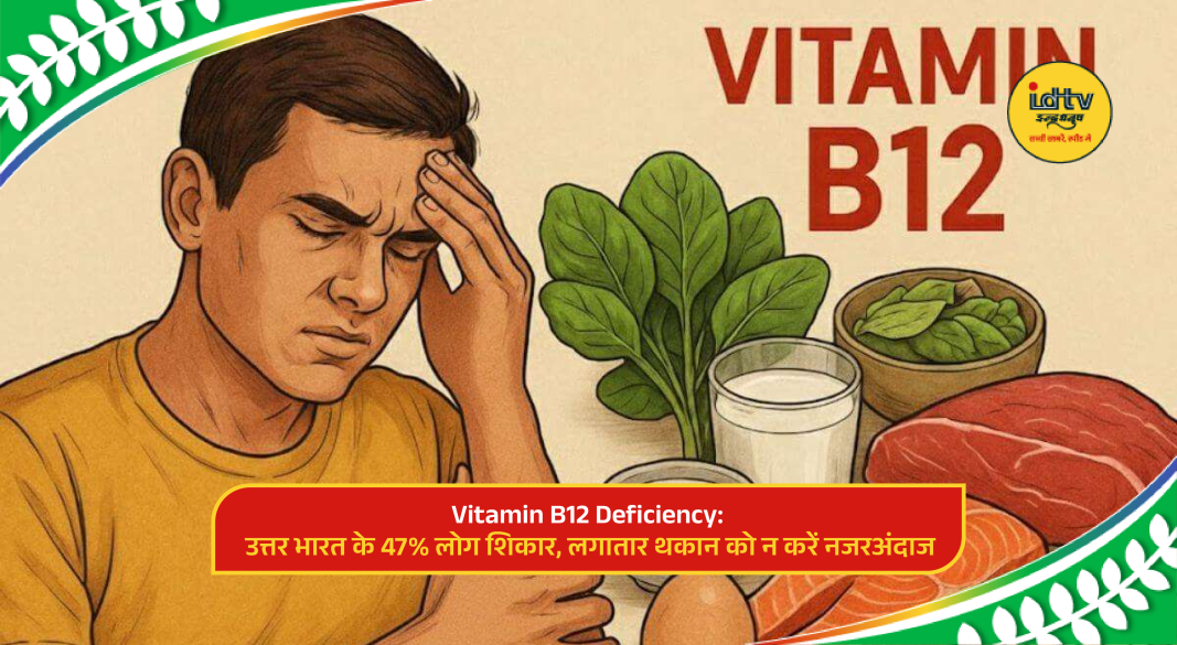 Indian adult checking blood report highlighting Vitamin B12 deficiency symptoms