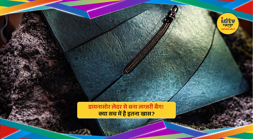 Luxury handbag made from lab-grown T-Rex collagen leather displayed at museum exhibition in Amsterdam