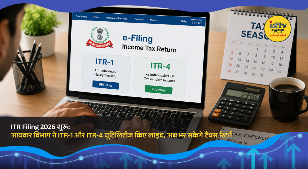 Taxpayer filing Income Tax Return online as ITR-1 and ITR-4 utilities go live for AY 2026-27