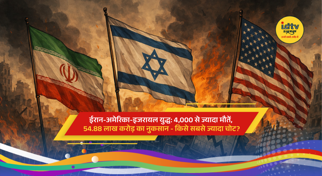 Iran Israel US war destruction with missiles, damaged buildings and rising global economic losses