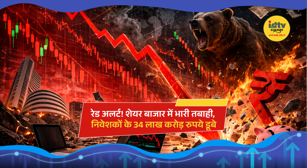 Indian stock market crash amid global tensions as Sensex and Nifty fall sharply.