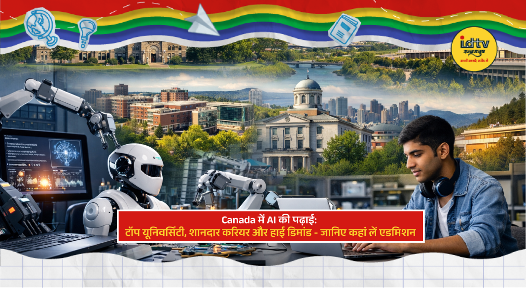 Students studying artificial intelligence at a Canadian university with modern campus and technology labs.