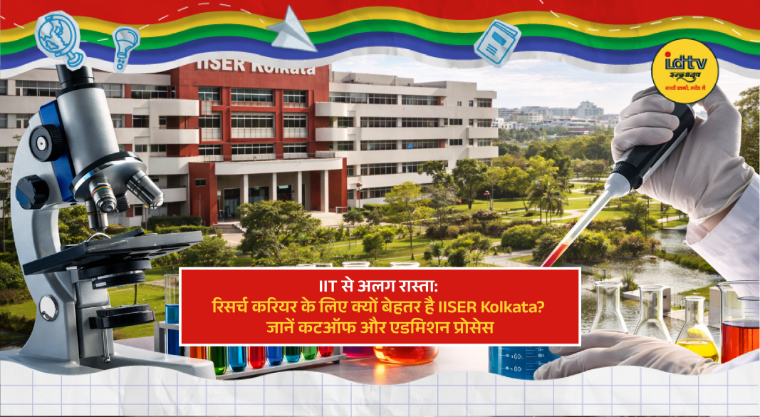 IISER Kolkata campus showcasing modern research facilities and students engaged in scientific study.