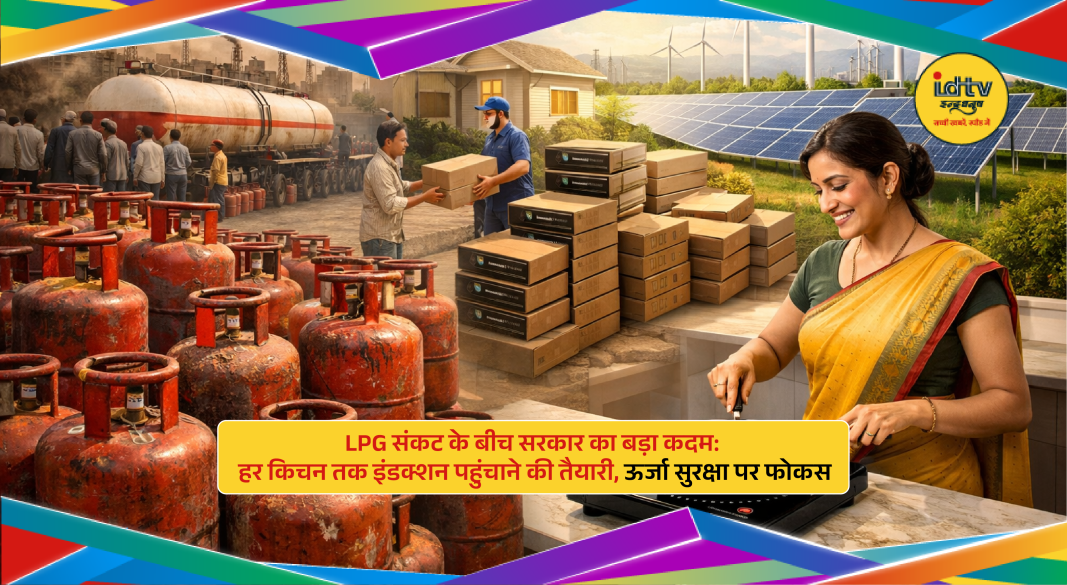 Modern kitchen using induction cooktop as alternative to LPG amid rising energy crisis