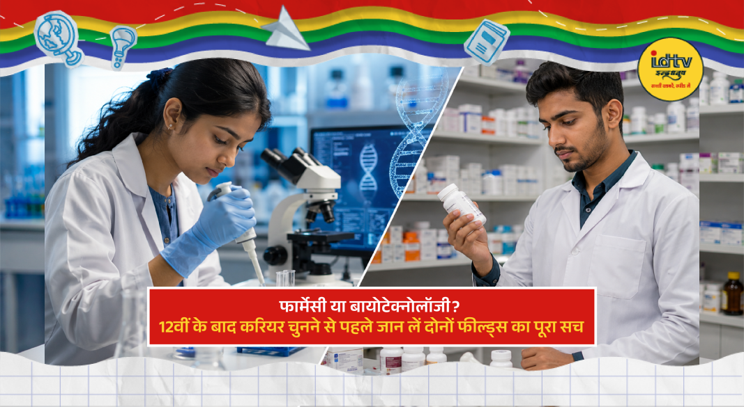 Students exploring Pharmacy and Biotechnology career options after Class 12 science education