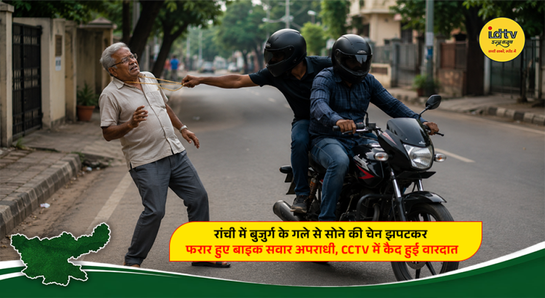 Bike-borne suspects snatching a gold chain from a 73-year-old man in Ranchi
