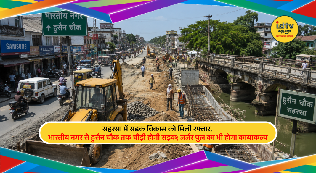 Road widening and bridge renovation project planned from Bhartiya Nagar to Hussain Chowk in Saharsa, Bihar.