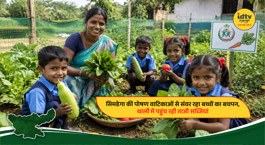 Fresh vegetables from nutrition gardens being used in meals at Anganwadi centres in Simdega