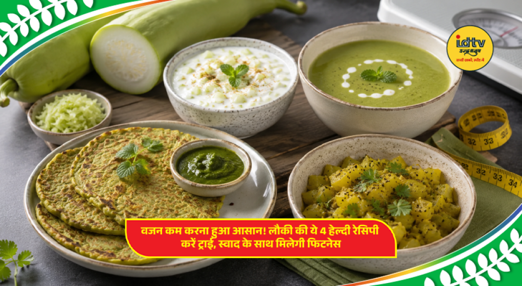 Healthy bottle gourd recipes including lauki chilla, soup, raita and sabzi for natural weight loss.