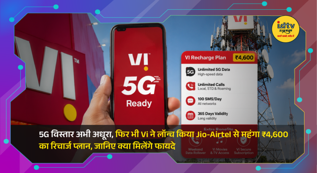 Vodafone Idea (Vi) prepaid SIM card promoting ₹4,600 annual recharge plan with 365-day validity and data benefits.