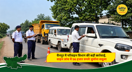 Transport department conducts vehicle inspection in Chainpur and collects ₹56,000 in fines for traffic violations