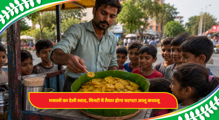 Traditional Bihari Aloo Kachaloo made with boiled potatoes, mustard oil, green chilies and Indian spices.