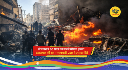 Israeli airstrikes over Beirut causing massive destruction and casualties during the deadliest Lebanon attack in decades.