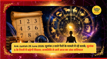 Numerology chart with date June 29, 2026, highlighting daily predictions for life path numbers 1 to 9.