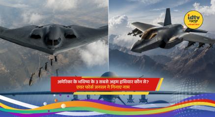 B-21 Raider stealth bomber highlighted alongside future US missile and fighter jet programs.