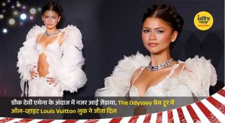 Zendaya stuns in an all-white Louis Vuitton gown inspired by Greek goddess Athena during The Odyssey press tour.